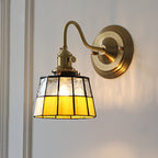 Classic Tiffany Style Round Copper Glass 1-Light Wall Sconce for Living Room