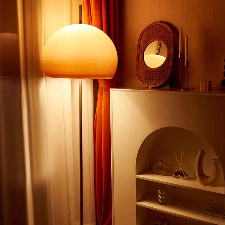 Modern Retro Mushroom Glass 2-Light Floor Lamp for Living Room