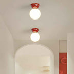 Modern Scandinavian Iron and Glass Spherical Semi-Flush Mount Ceiling Light - 1-Light Fixture for Hallway