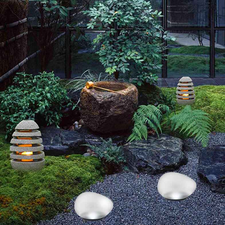 LED Outdoor Landscape Light - Solar Pebble with Sandblasted Glass Design