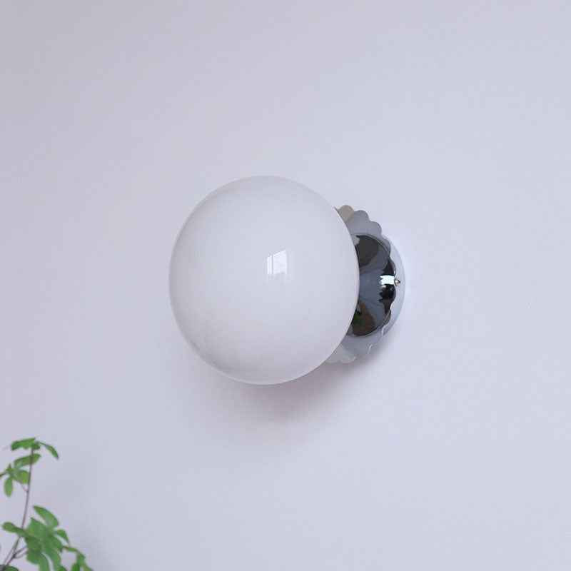 Contemporary Vintage Minimalist Round Iron and Glass 1-Light Wall Sconce