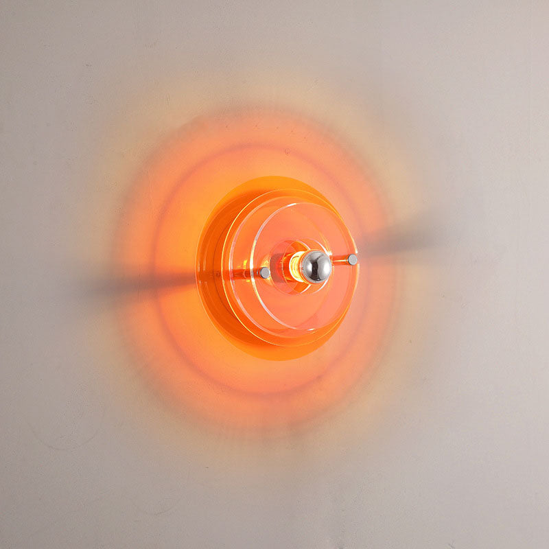 Modern Colorful Iron and Acrylic Flying Saucer 1-Light Wall Sconce Lamp for Entertainment Spaces
