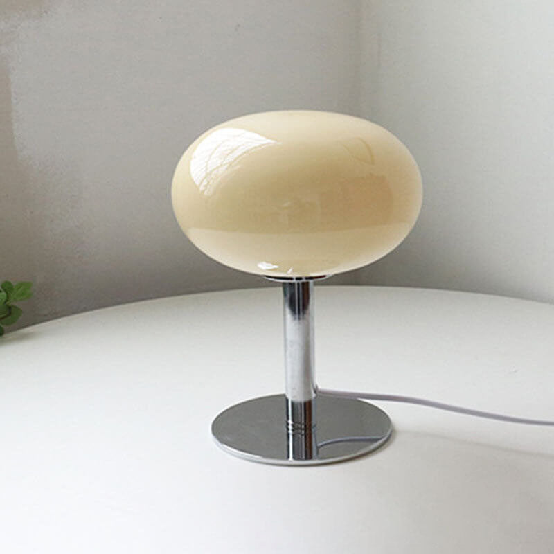 Vintage Nordic Cream Round Glass Table Lamp with Single Light