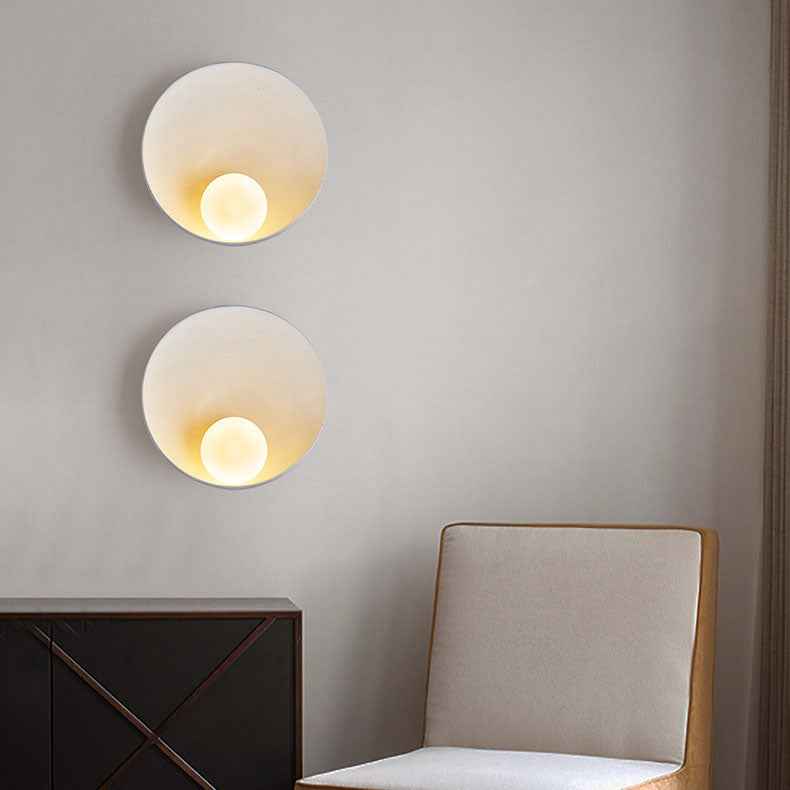 Contemporary Minimalist Round Iron and Resin 1-Light Wall Sconce