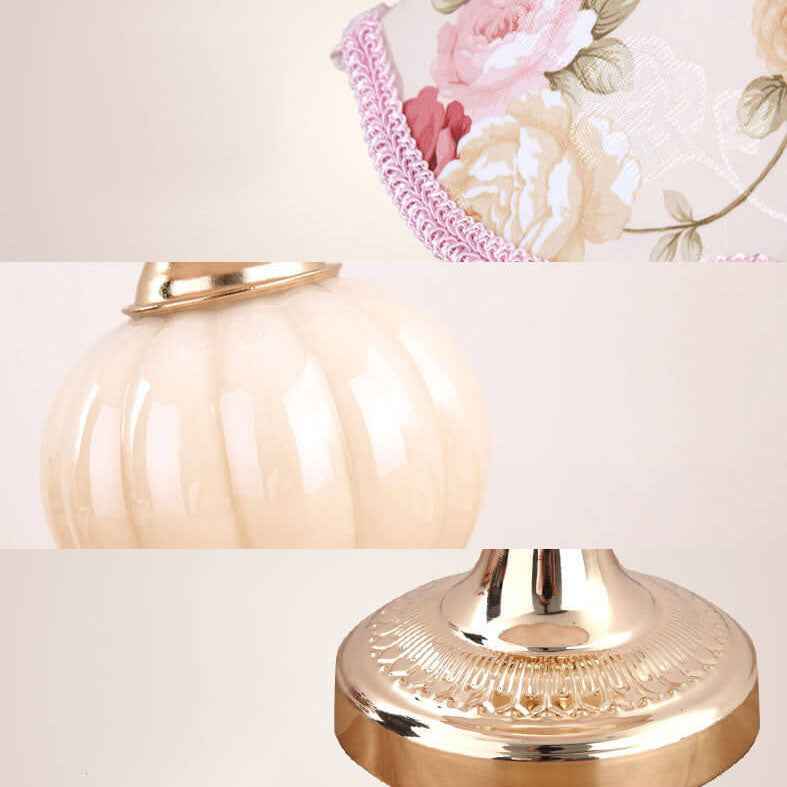 Vintage Nordic Floral Glass Table Lamp with Single Light