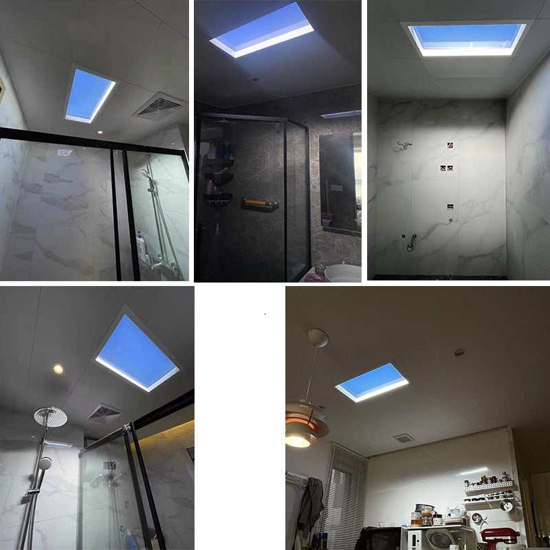 Contemporary Minimalist Blue Sky Metal LED Flush Mount Ceiling Light for Living Room