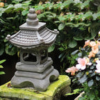 Japanese Zen Solar-Powered Waterproof Pagoda Stone LED Garden Light for Outdoor Decor