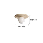 Classic Vintage Round Travertine 1-Light Flush Mount Ceiling Fixture for Hallways