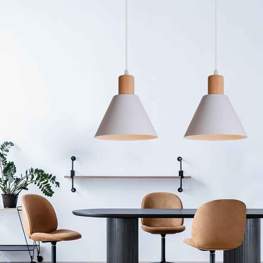 Nordic Vintage Iron Cone Pendant Light with Wooden Top - 1-Light Design
