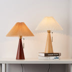 Vintage Japanese Minimalist Pleated Wooden LED Table Lamp