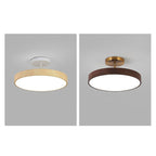 Japanese Wabi-Sabi Minimalist Round Wood Grain LED Semi-Flush Mount Light