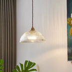 Contemporary Clear Glass Dome Pendant Light with Single Bulb