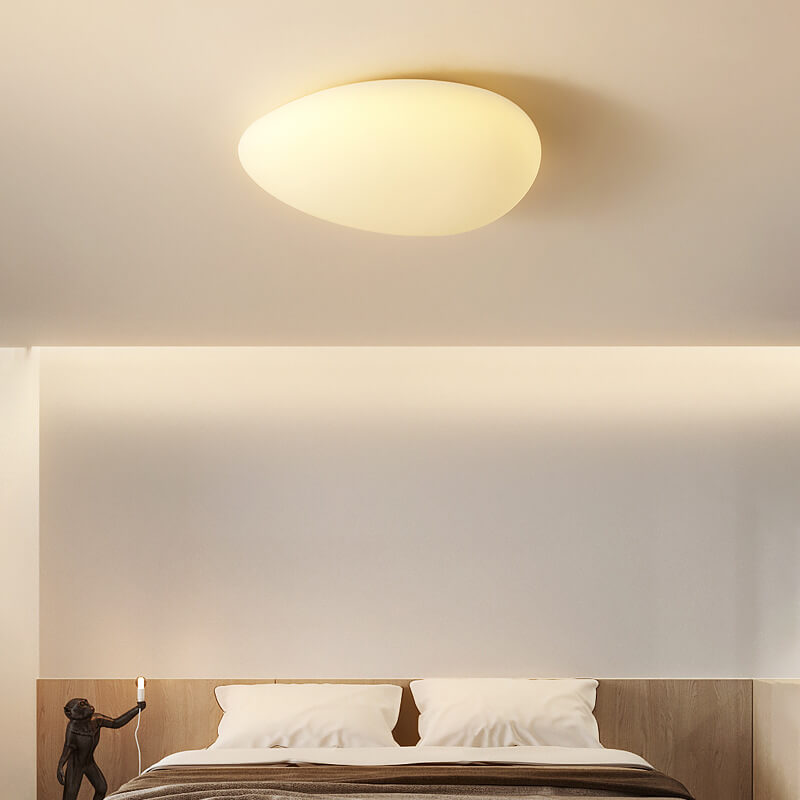 Nordic Minimalist Cobblestone LED Flush Mount Ceiling Light with Lampshade