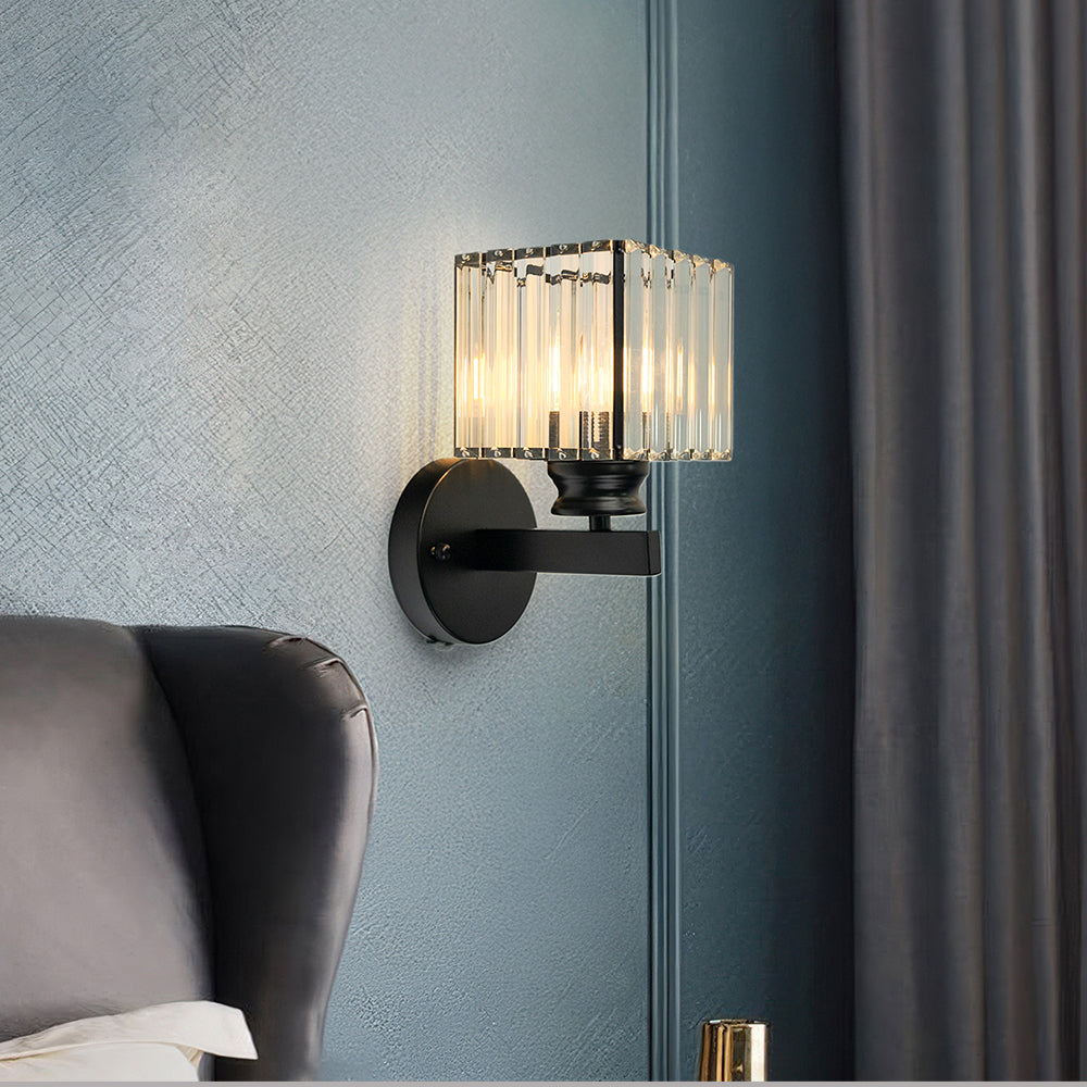 Bela Crystal Wall Light | Modern Iron Sconce, Dimmable E27 Bulb