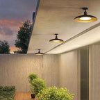 Modern Scandinavian Carbonized Steel Round Waterproof 1-Light Semi-Flush Mount Ceiling Light for Outdoor Patios