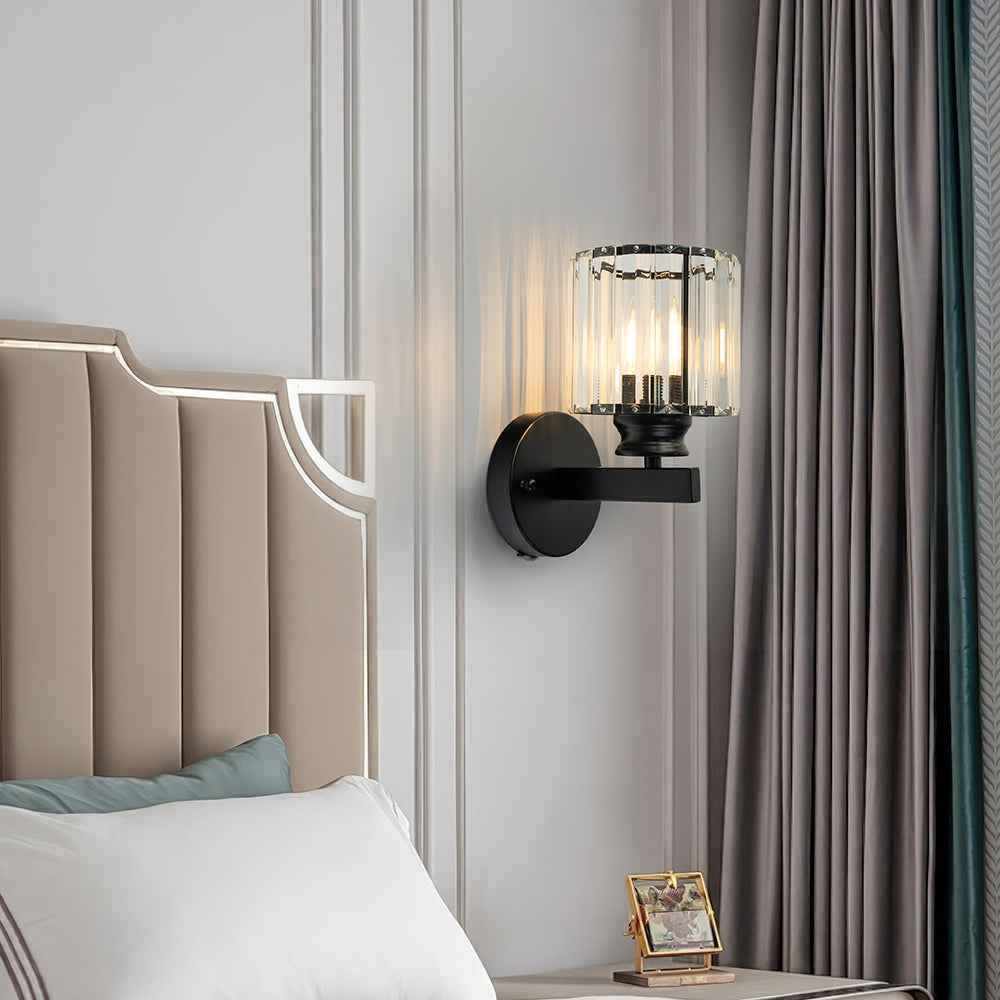 Bela Crystal Wall Light | Modern Iron Sconce, Dimmable E27 Bulb