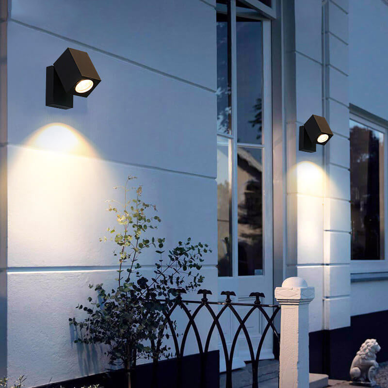 Contemporary Waterproof Square LED Spotlight for Outdoor Garden Wall - Adjustable Angle Sconce Lamp
