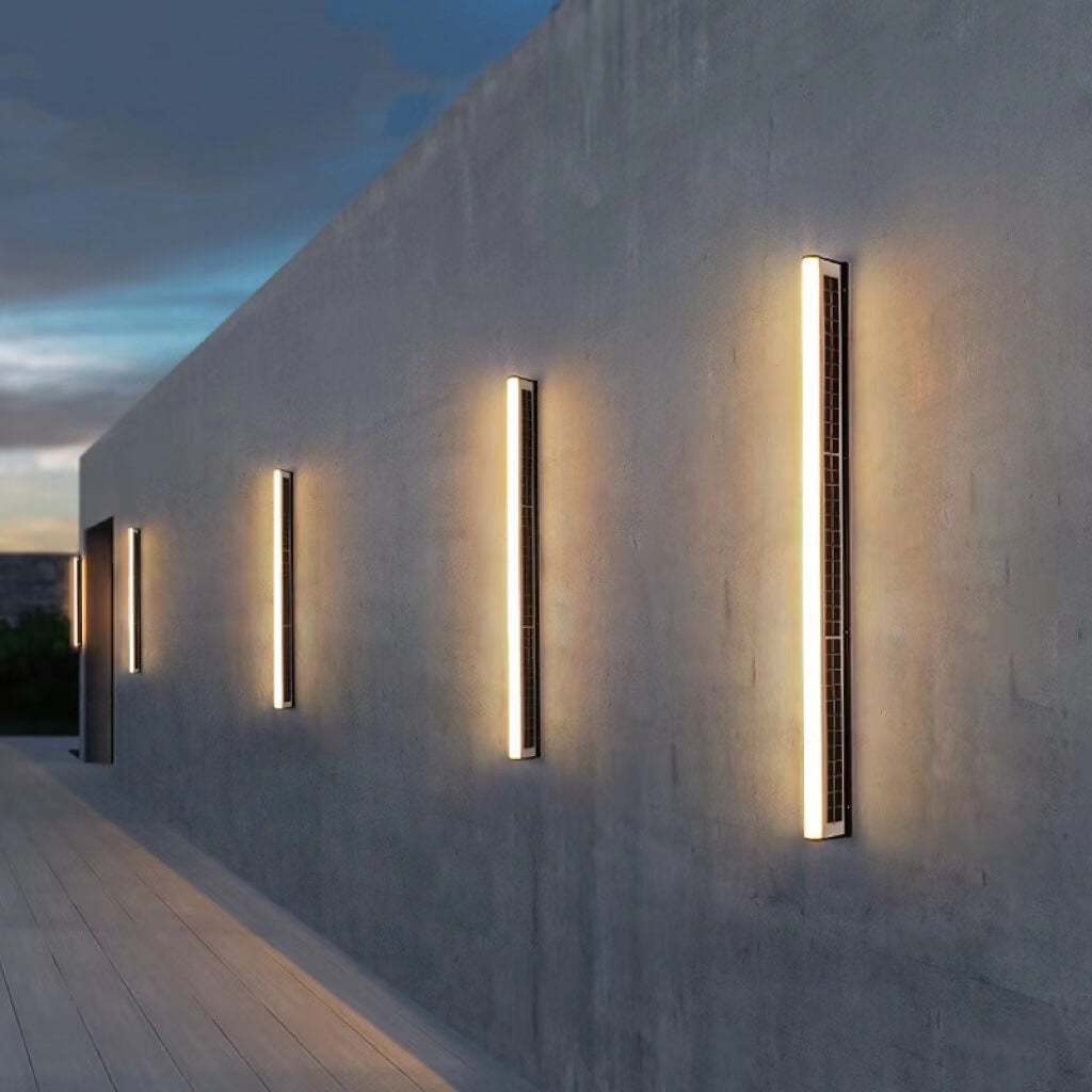 Contemporary Waterproof Outdoor Garden Wall Light with Long Acrylic Solar LED