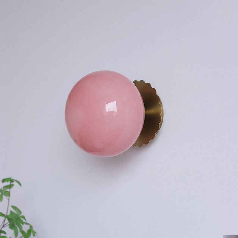 Contemporary Vintage Minimalist Round Iron and Glass 1-Light Wall Sconce