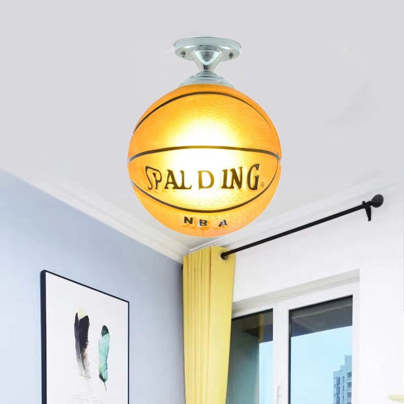 Artistic Basketball and Soccer 1-Light Semi-Flush Mount Ceiling Fixture