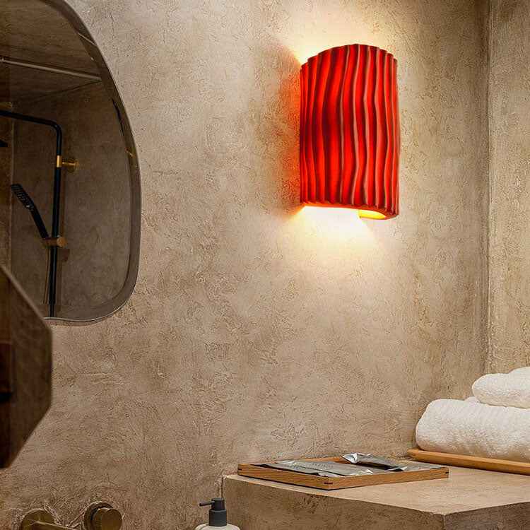 Norse-Inspired Striped Resin Half Cylinder Wall Sconce with Dual Lights