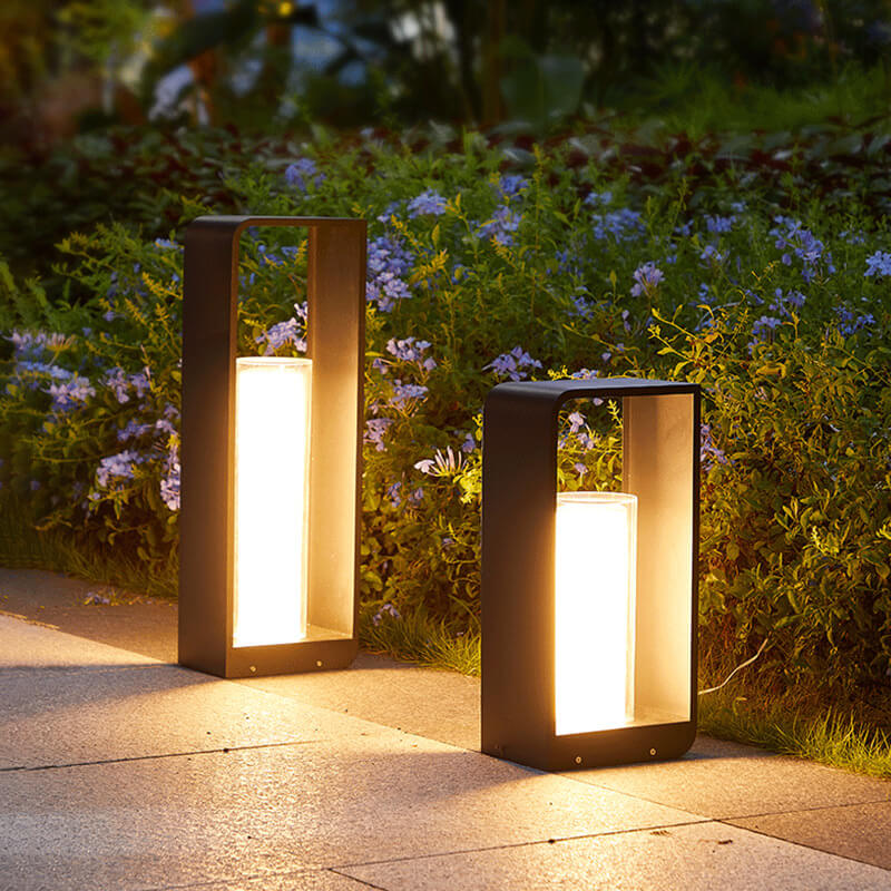 Contemporary Square Stainless Steel Acrylic LED Waterproof Landscape Light for Outdoor Patios