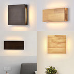 Rectangular LED Wall Sconce Lamp in Japanese Wabi-Sabi Log Wood Design