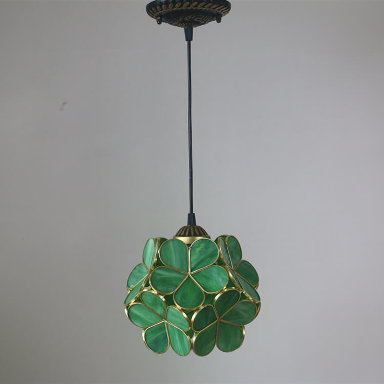 Retro Stained Glass Petal Single-Light Pendant Fixture
