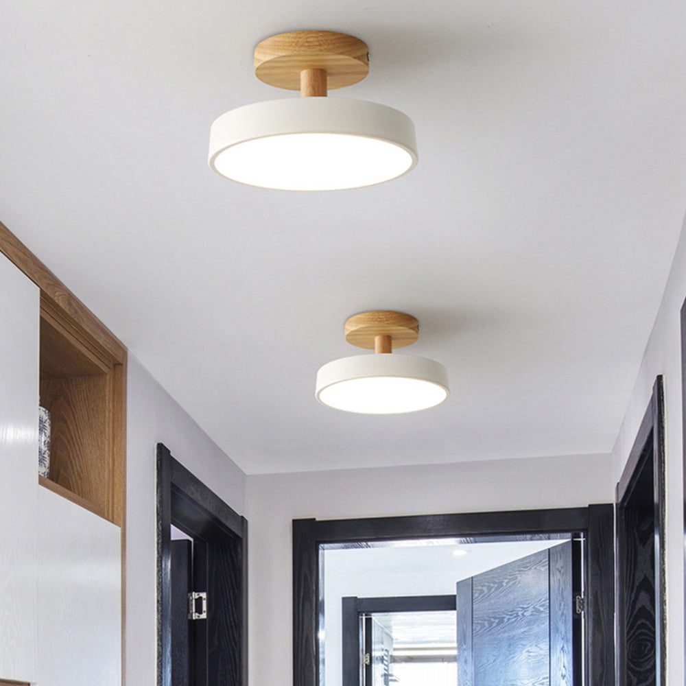 Bela LED Plafondlamp | Hout, Compact Ontwerp 18cm