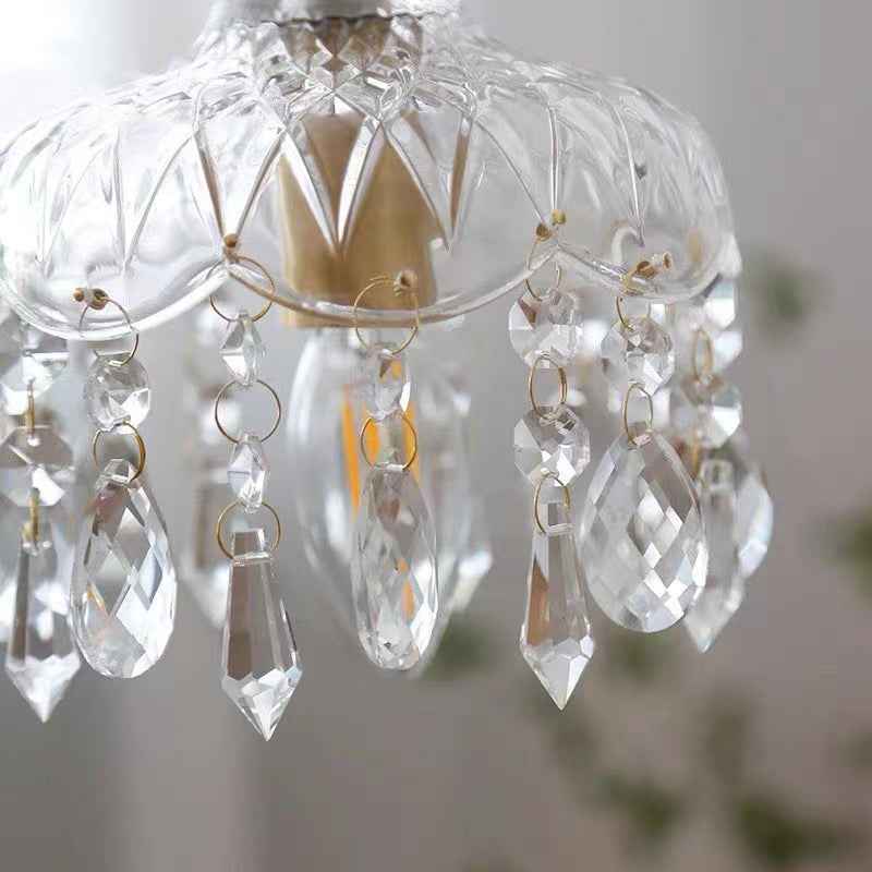 Antique-Inspired Floral Crystal Single Pendant Light