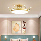Modern Kids' Crown Design Iron Acrylic LED Semi-Flush Ceiling Light for Bedroom