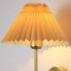 Retro Pleated Fabric Shade Wall Sconce Lamp with Straight Arm - 1-Light