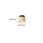 Classic Vintage Round Travertine 1-Light Flush Mount Ceiling Fixture for Hallways