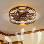 Nordic Industrial Wrought Iron 4-Light Flush Mount Ceiling Fan with Invisible Design