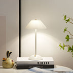 Modern Scandinavian Rechargeable Conic Pleated Table Lamp with 1 Light for Bedside