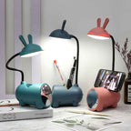 Creative Cartoon Rabbit LED Desk Lamp with Touch Control and USB Pen Holder