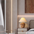 Contemporary Shabby Chic Cone-Shaped Fabric and Ceramic 1-Light Table Lamp for Bedroom