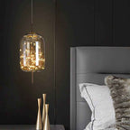 Modern Scandinavian Oval Glass Cylinder Pendant Light - 1-Light Fixture for Bedroom