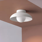 Japanese Wabi-Sabi Iron and Glass 1-Light Semi-Flush Mount Fixture