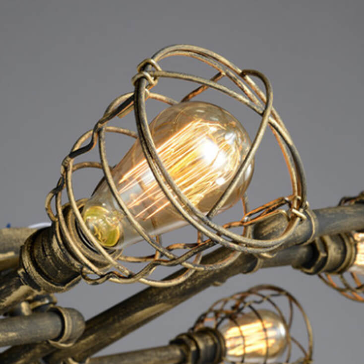 Industrial Vintage Round Iron Flush Mount Ceiling Light - Available in 4, 6, or 8 Lights