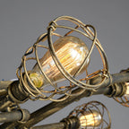 Industrial Vintage Round Iron Flush Mount Ceiling Light - Available in 4, 6, or 8 Lights