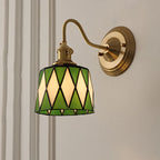 Classic Tiffany Style Round Copper Glass 1-Light Wall Sconce for Living Room