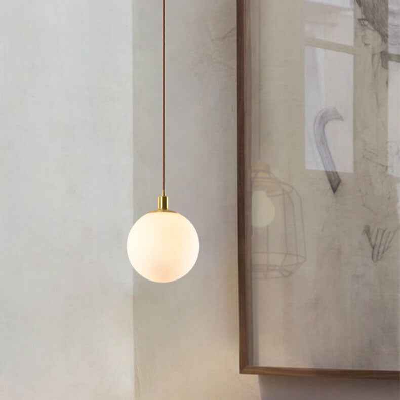 Scandinavian Minimalist White Orb Single Pendant Light