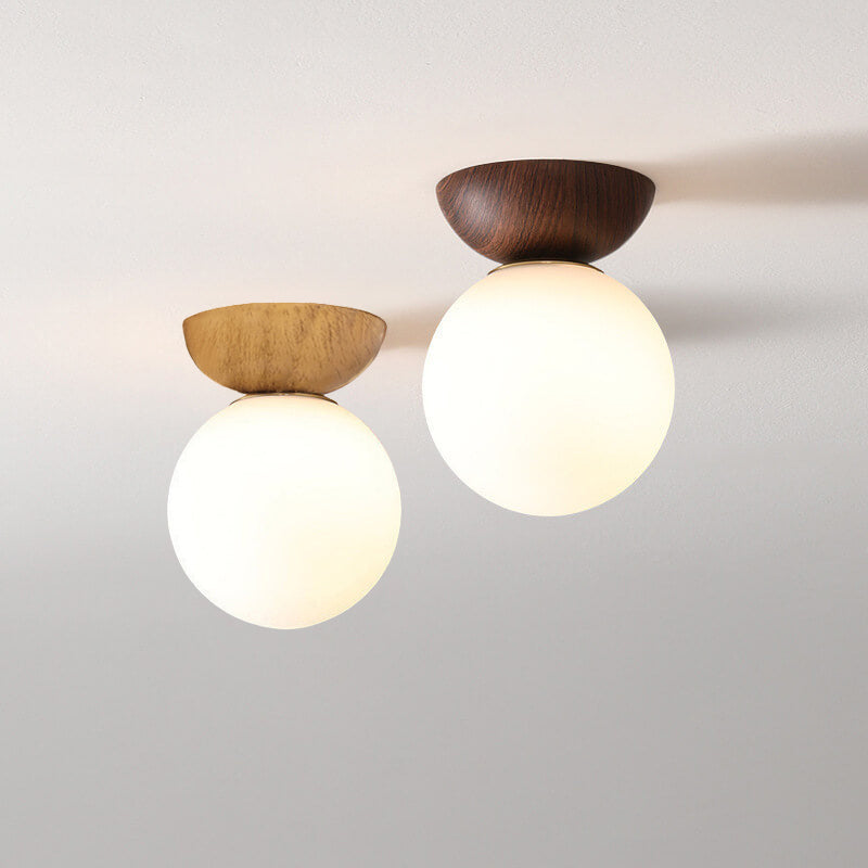 Contemporary Minimalist Glass and Iron Orb 1-Light Semi-Flush Mount/Pendant Light for Living Room
