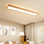 Walnut LED Flush Mount Ceiling Light in Japanese Minimalist Log Design