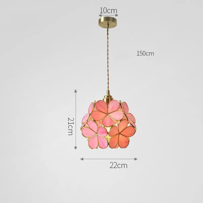 Bela Glass Pendant Light | Floral Design, Brass Finish
