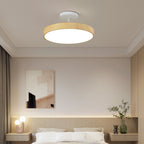 Japanese Wabi-Sabi Minimalist Round Wood Grain LED Semi-Flush Mount Light