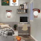 Contemporary Art Deco Kids' Iron and Glass Basketball Hoop Wall Sconce Lamp - 1-Light Design for Bedroom