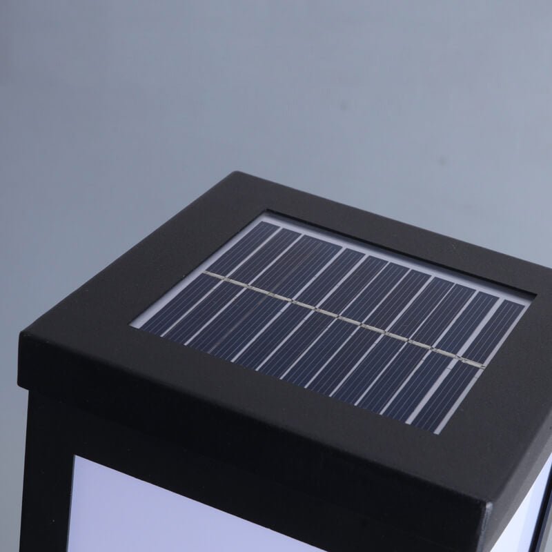 Contemporary Solar-Powered Square Column Outdoor Pathway Light - Waterproof Design