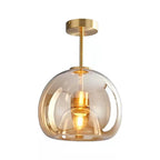 Nordic Style Elegant Round Glass Ball Semi-Flush Mount Ceiling Light - 1-Light